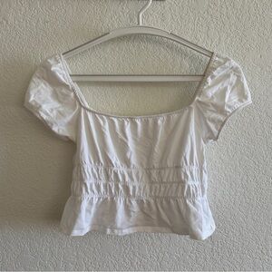 PacSun Women’s White Puff Sleeve Cotton Crop Short Sleeve Top Shirt size Small